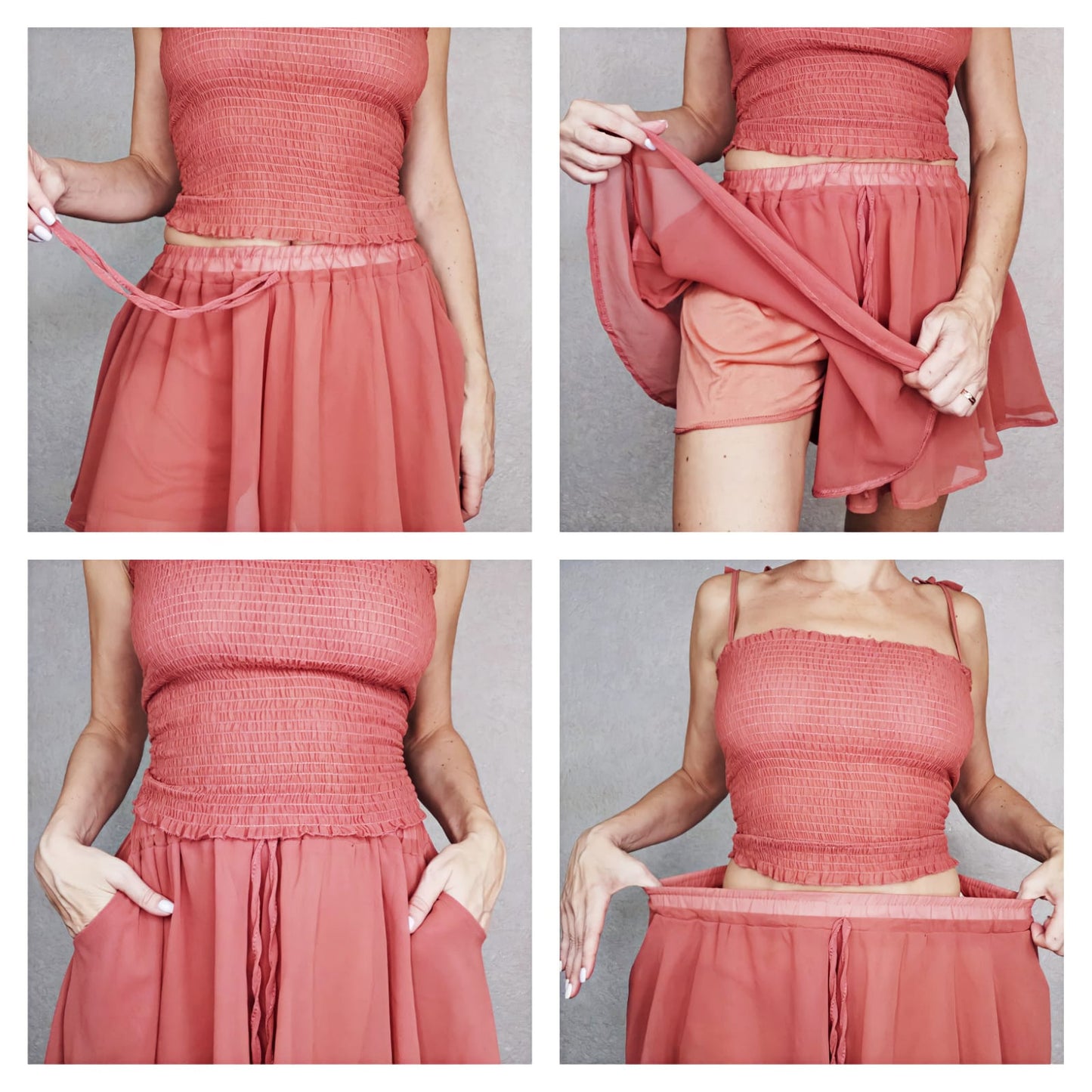 3pcs/set Women's Summer Shorts Sets Chiffon Cardigan Top Camisole Wide-leg Shorts Three-piece Set Women's Summer Outfits