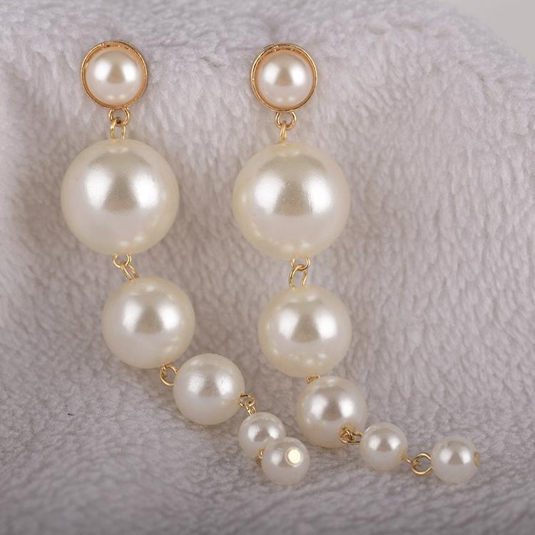 Temperament Ladies Elegant Large Series of Long Strings of Pearl Earrings Long Earrings