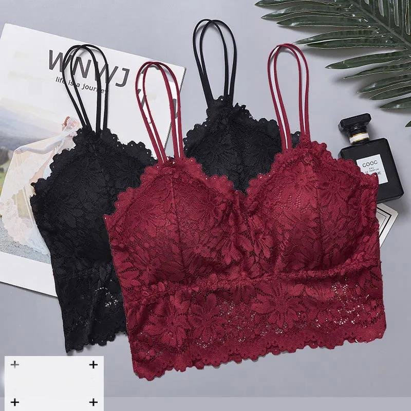 Two-piece Japanese Thin Section Anti-glare Skin-friendly Breathable All-match No Steel Ring Lace Camisole Tube Top Wrap Bra