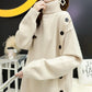 Autumn Winter Thick Warm Turtleneck  Sweater Women Casual Loose Button Knit Sweater Base or Outer Wear