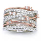 Valentine's Day Jewelry Vintage Crossed Zircon Ring Multi-layer Zircon Ring Wide Ring for Women Gift