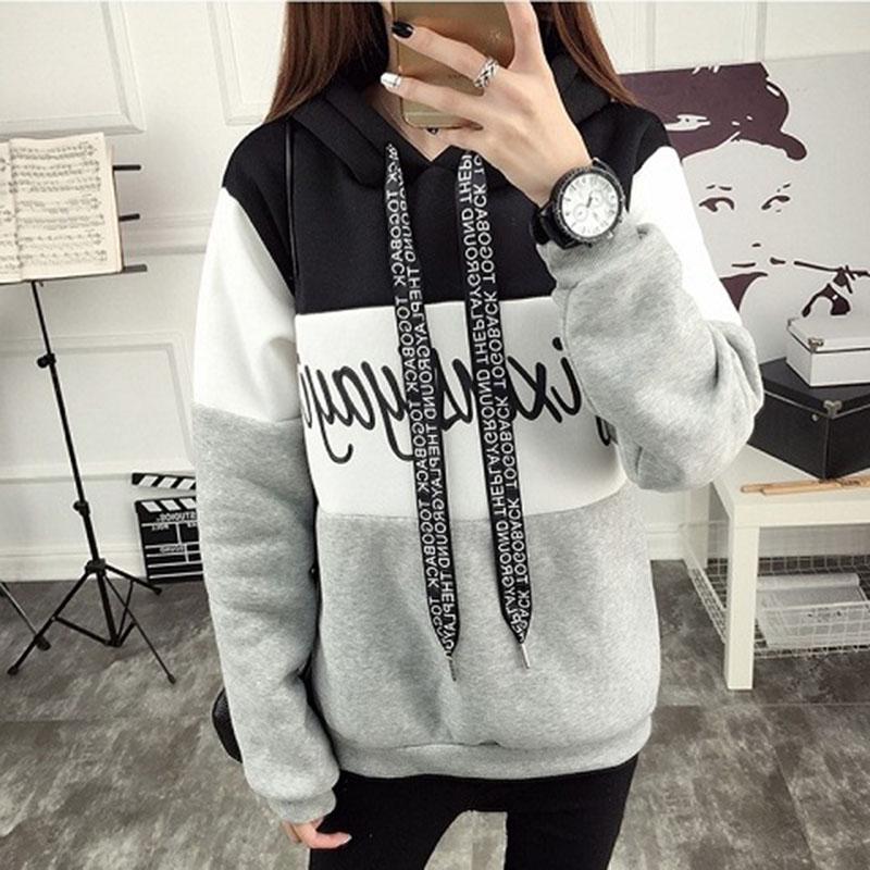 Warm Hooded Tops Autumn and Winter Sweater Cotton Women's Sweatshirt Wild Large Size Long Sleeve
