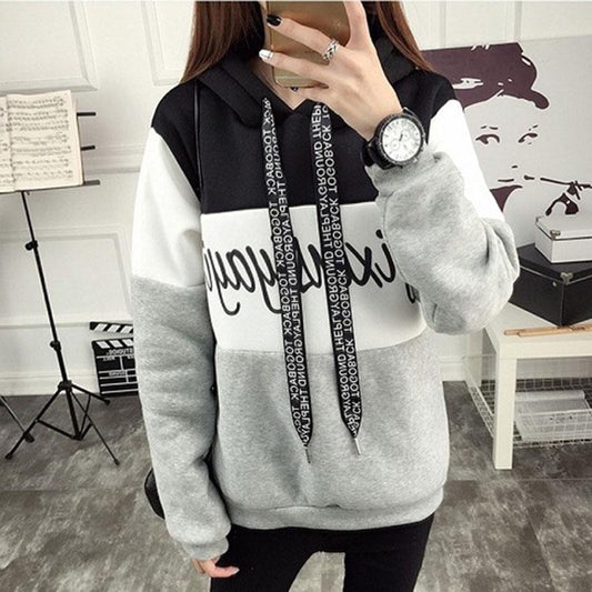 Warm Hooded Tops Autumn and Winter Sweater Cotton Women's Sweatshirt Wild Large Size Long Sleeve