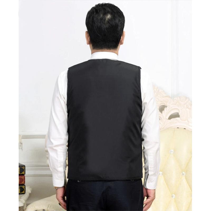 Men's Autumn and Winter Warm Cotton Vest Middle-aged and Elderly Wool Liner Padded Business Casual Loose Waistcoat Top Cardigans Vest Coat