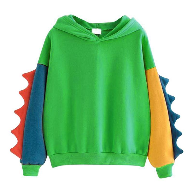 Dinosaur Oversized Cartoon Hoodie Women Fashion Sweatshirt Casual Print Korean Style Thicken Sweatshirt Winter Dino Hoodie Tops