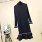 Autumn and winter fashion trend half high neck knitted dress mini sexy evening dress Korean slim long female sweater