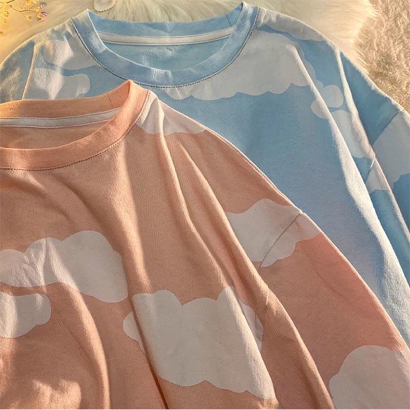 Cookie Print Short-sleeved T-shirt Loose Casual Girls Korean Version Loose Couple Short-sleeved Commuter