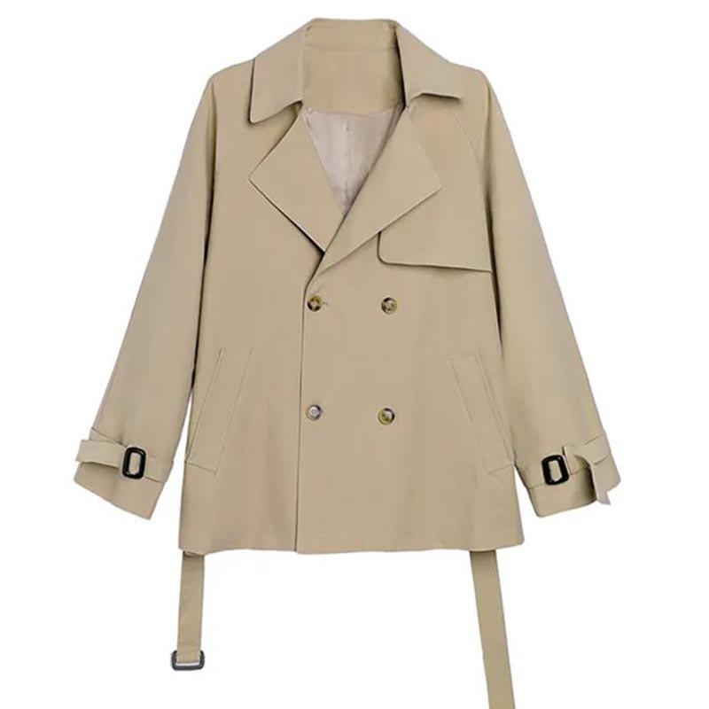 Lining Trench Coat Women's Spring and Autumn Style Waist Loose Casual Hooded Raincoat Jacket