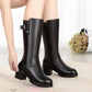 Genuine Leather Footwear Women Ankle Boots Rubber Riding Feminine Shoes Women's High Heels Booties