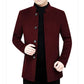 Middle-aged Men's Wool Stand Collar Jacket Autumn and Winter Fashion Handsome Gentleman Plus Velvet Padded Jacket