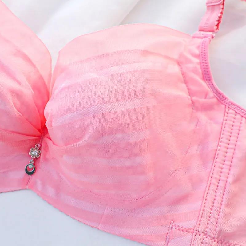 40-44CD Ultra-thin Breathable Mesh Belt Steel Ring Gathers The Auxiliary Breast Anti-sagging Adjustment Type Women's Underwear Bra
