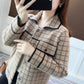 Autumn and Winter Fashion Knitted Cardigan Turn-down collar Long-sleeved Sweater Short Thick Small Fragrance Jacket