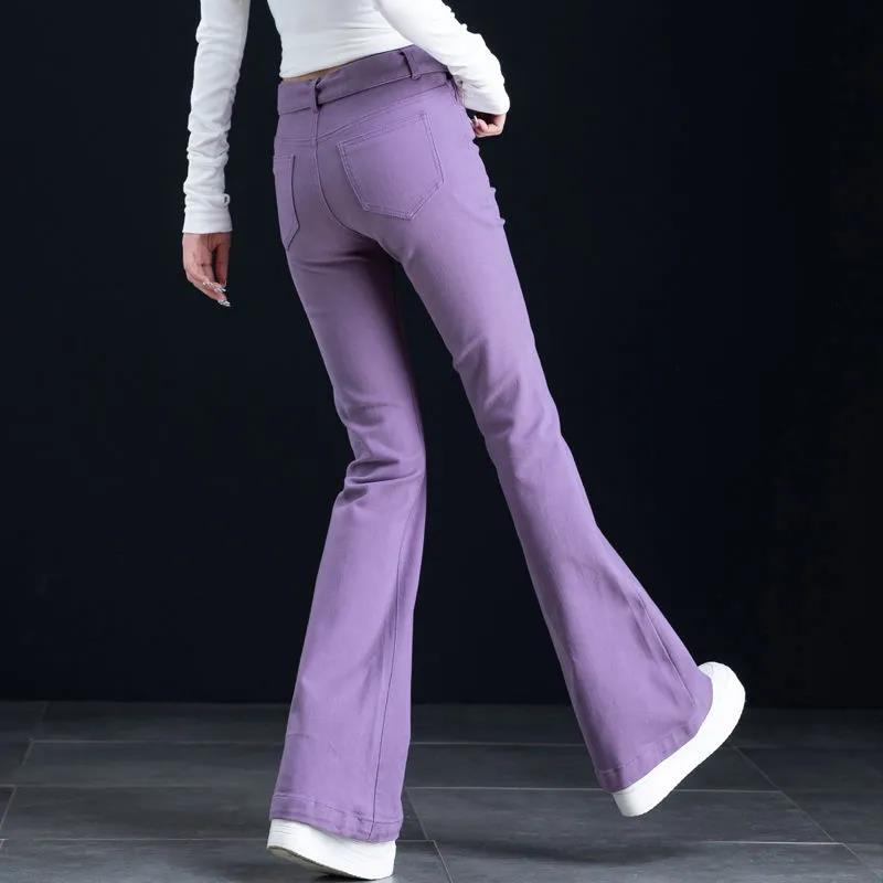 Purple Jeans Female Spring Autumn Straight Wide Leg Pants Petter Pants Female High Waist Vertical Trousers Micrarapist Female