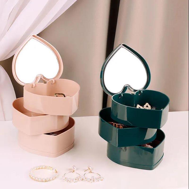 Jewelry Storage Box Female Lipstick Storage Multi-layer Transparent Small Objects Earrings Jewelry Rotating Box