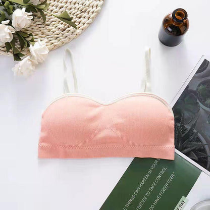 Korean Version Breast Wrapping and Rag Bra All Inclusive Gathering Without Steel Ring Thin Adjustable Solid Color Simple Bra