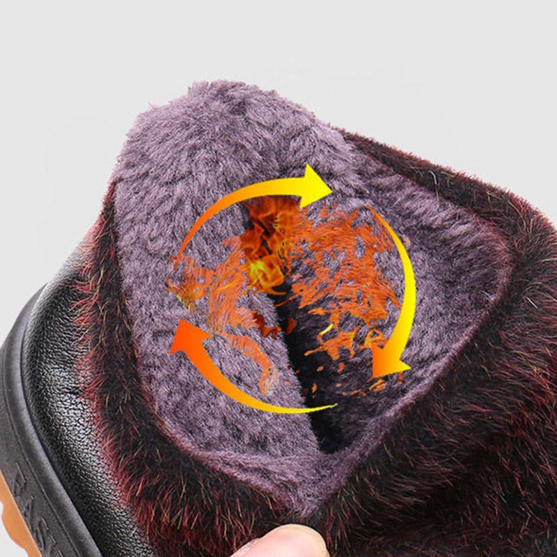Winter Leather Women's Cotton Shoes Waterproof Cloth Shoes Fleece Warm Cotton Boots