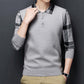 Spring and Autumn Men's Wool Sweater Shirt Plaid Collar Lapel Warm Polo Shirt Slim Top Bottom Shirt