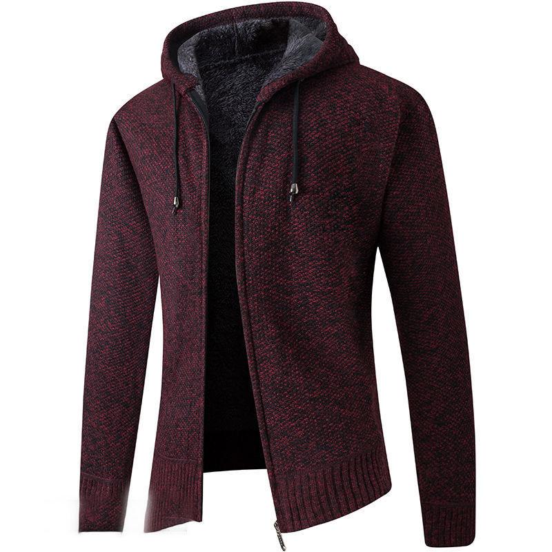 Men's Winter Coat Plus Velvet Thickening Fashion Knitted Sweater Coat Cardigan To Keep Warm