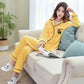 Genuine Flannel Autumn and Winter Women's Pajamas Plus Velvet Thick Coral Fleece Suit Large Size Warm Home Service
