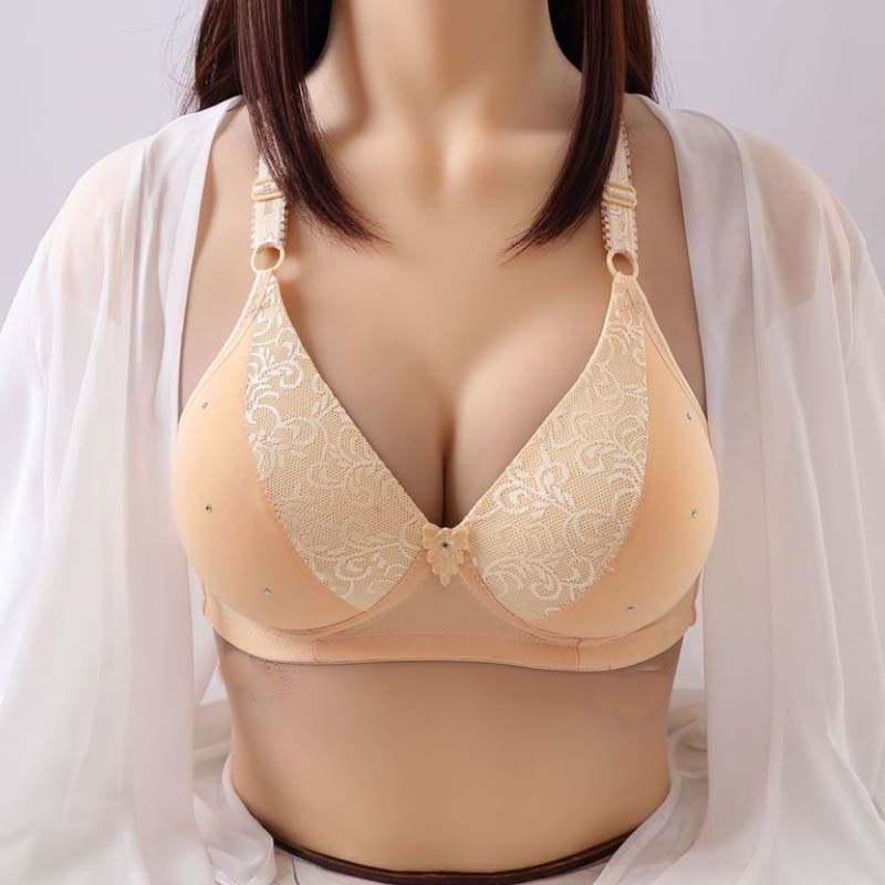 Middle-aged and Elderly Large Size Thin Section Gather Breathable Bra Without Steel Ring Cotton Soft Adjustable Sexy Fashion Underwear