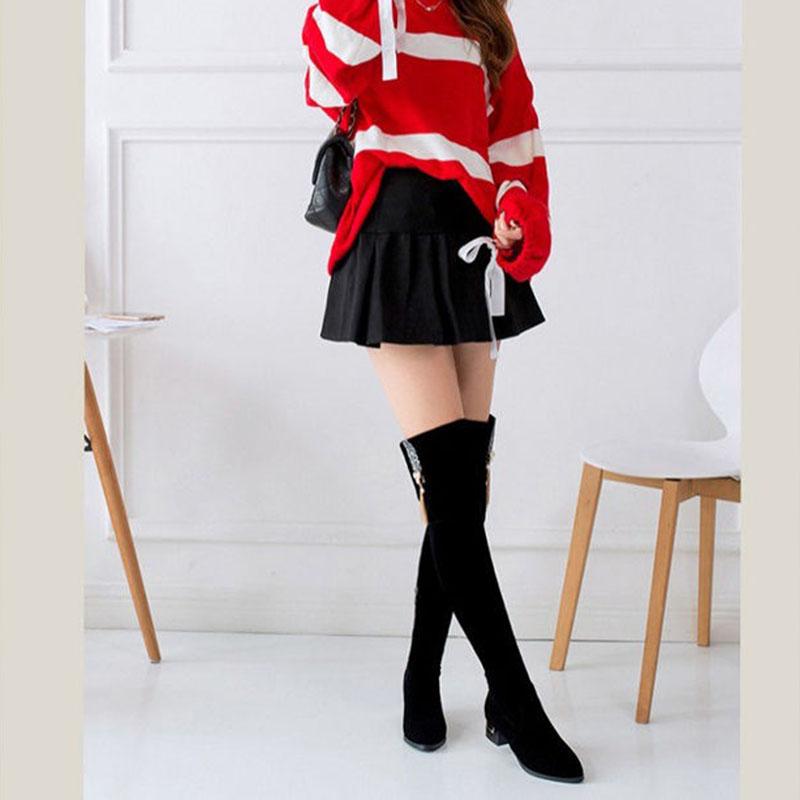 Sexy Slim Fit Elastic Flock Over The Knee Boots Women Shoes Autumn Winter Ladies Over Knee Suede  High Boots