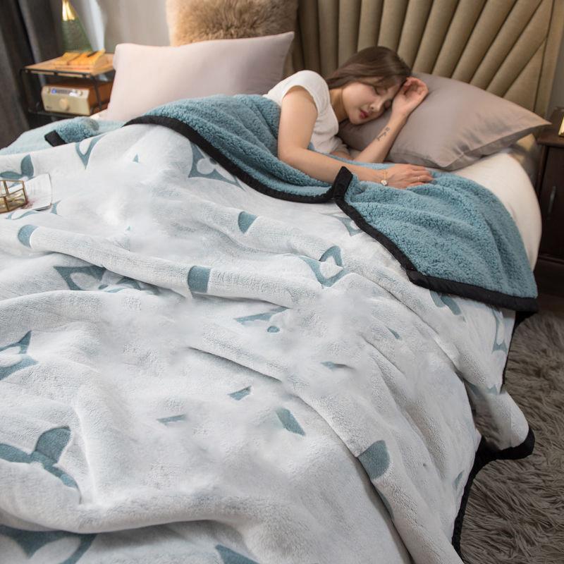 Flannel Lamb Velvet Thick Woolen Blanket Lunch Break Blanket Winter Double-sided Plus Fleece Blanket Warm and Breathable Sheets