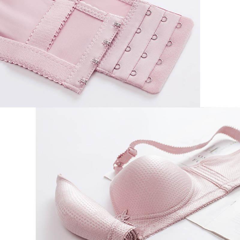 Ladies No Steel Ring Gathering Thin Cotton Cup Large Size Top Support Adjustable Body Shaping Breathable Comfortable Three-Row Four-Button Bra