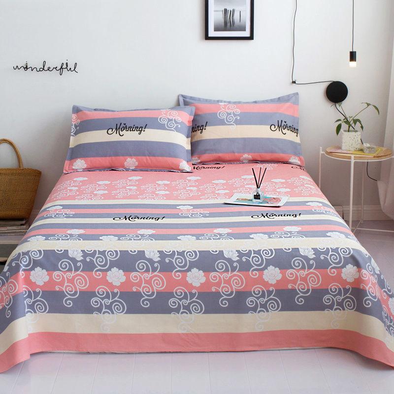 Three-piece Bed Sheet, One-piece Bed Sheet Two Pillowcases Old Coarse Cloth Bed Pure Cotton Thick Bedding Naked Sleeping Removable and Washable