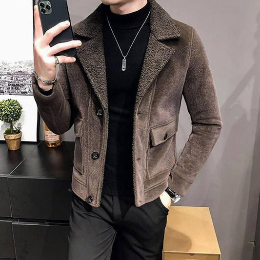 Autumn and Winter Woolen Coat Men's Korean Style Trend Short Slim Handsome Woolen Coat Men's Jacket Jacket