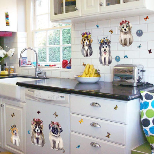 3D realistic three-dimensional hand-painted sticker room decoration simulation puppy animal stickers