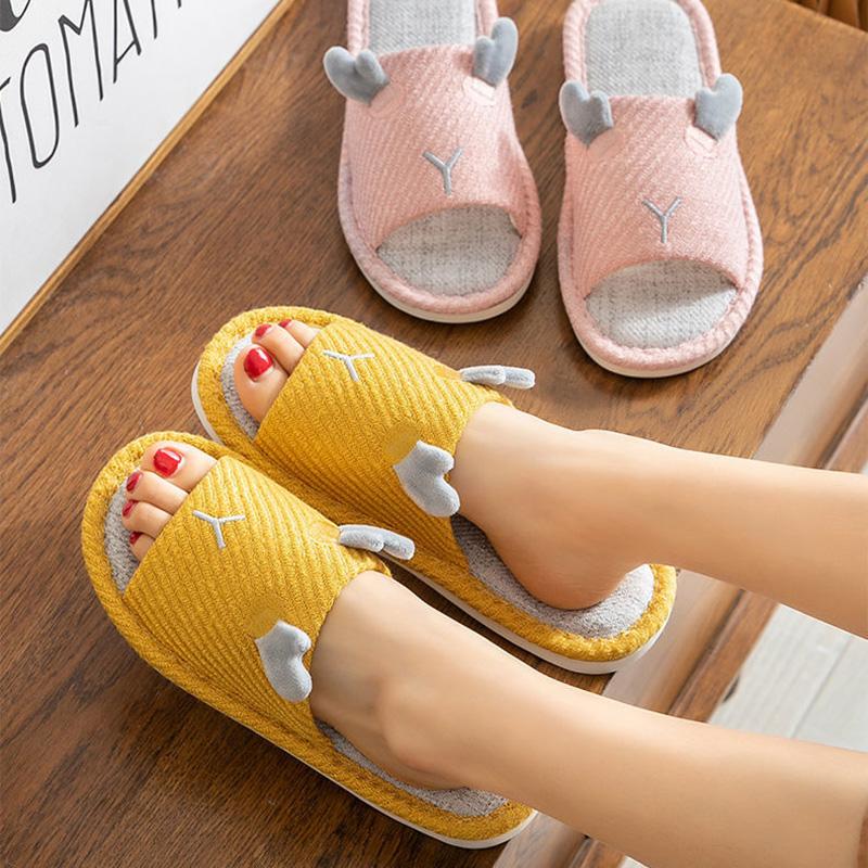 Japanese Style Slippers Female Four Seasons Household Indoor Non-slip Linen Slippers Comfortable Home Cotton Linen Breathable Leisure Summer