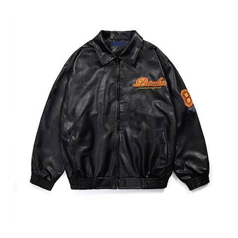 Leather Men's Korean Style Trendy Handsome Loose Motorcycle Suit Pilot Leather Jacket Spring and Autumn Jacket Tide Brand