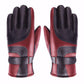 Men's Winter Cycling Gloves Leather Waterproof Touch Screen Gloves Thickened Plus Velvet Gloves