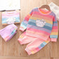 Girl Suit Spring and Autumn Female Baby Rainbow Clothes Girl Casual Pants Two-piece Set