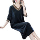 Plus Size Women's Stitching Lace Dress Spring and Summer Half Sleeve Long Skirt Daily Wear