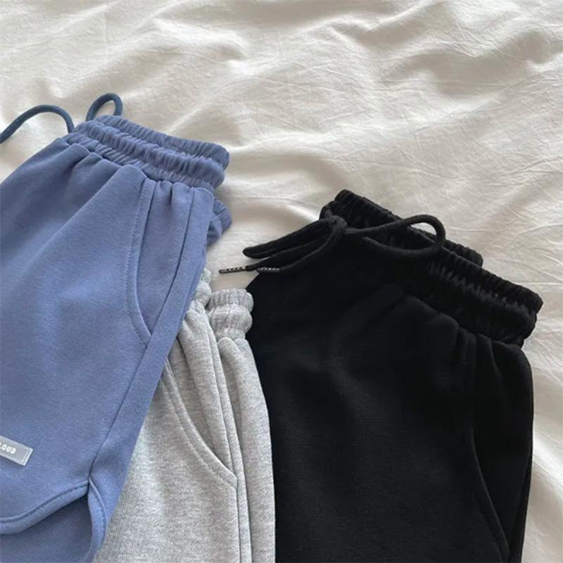 Sports Shorts Women's Spring and Summer High Waist Thin Solid Color Wide Leg Three-point Pants Home Shorts