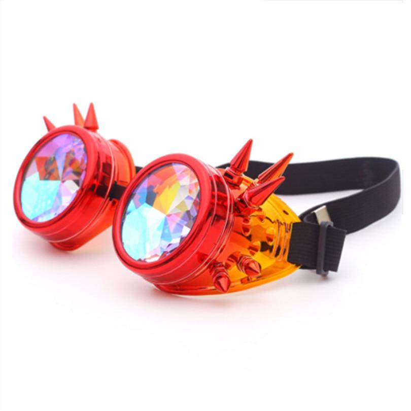 NEW Gothic Holographic Rave Festival Kaleidoscope Glasses Steampunk Sunglasses Goggles Men Women Cos