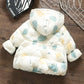 Plus Velvet Autumn and Winter Children's Padded Jacket Girls Hooded Padded Jacket 0-4 Years Old Warm Cotton Jacket Down Jacket