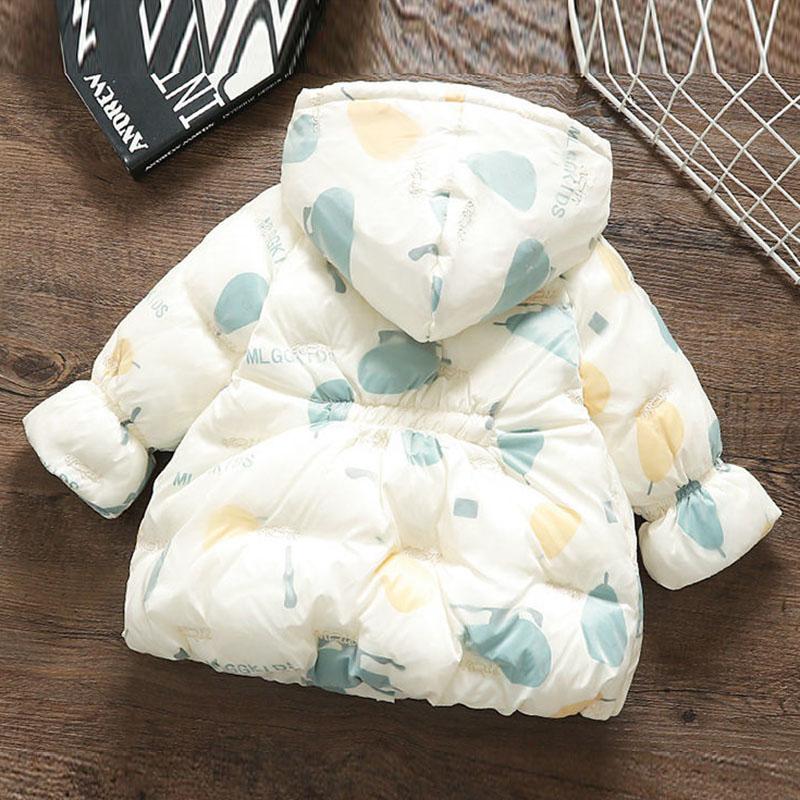 Plus Velvet Autumn and Winter Children's Padded Jacket Girls Hooded Padded Jacket 0-4 Years Old Warm Cotton Jacket Down Jacket