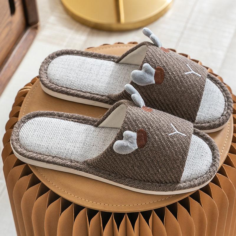 Japanese Style Slippers Female Four Seasons Household Indoor Non-slip Linen Slippers Comfortable Home Cotton Linen Breathable Leisure Summer