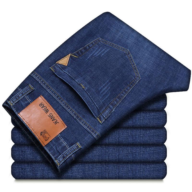 Men's Elastic Jeans Straight Loose Large Size Thickened Elastic Men's Pants Daily Casual Trousers