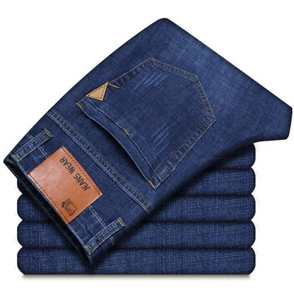 Men's Elastic Jeans Straight Loose Large Size Thickened Elastic Men's Pants Daily Casual Trousers
