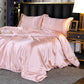 Ice Silk Four-piece Double-sided Mulberry Solid Color Silk Slide Pillow Cover Sheet Set Summer Cool Bedding