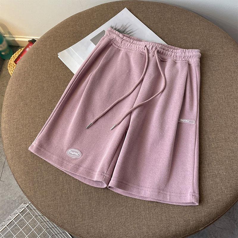 Summer Solid Color Printing High Waist Five-point Shorts Women's Slim Pants Loose Sports Casual Pants Middle Pants
