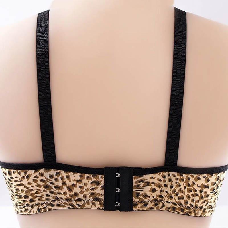 Ladies Leopard Print Bra Thin Section No Steel Rings Gather Up Underwear Comfortable Side Adjustment Large Size Breathable Bra