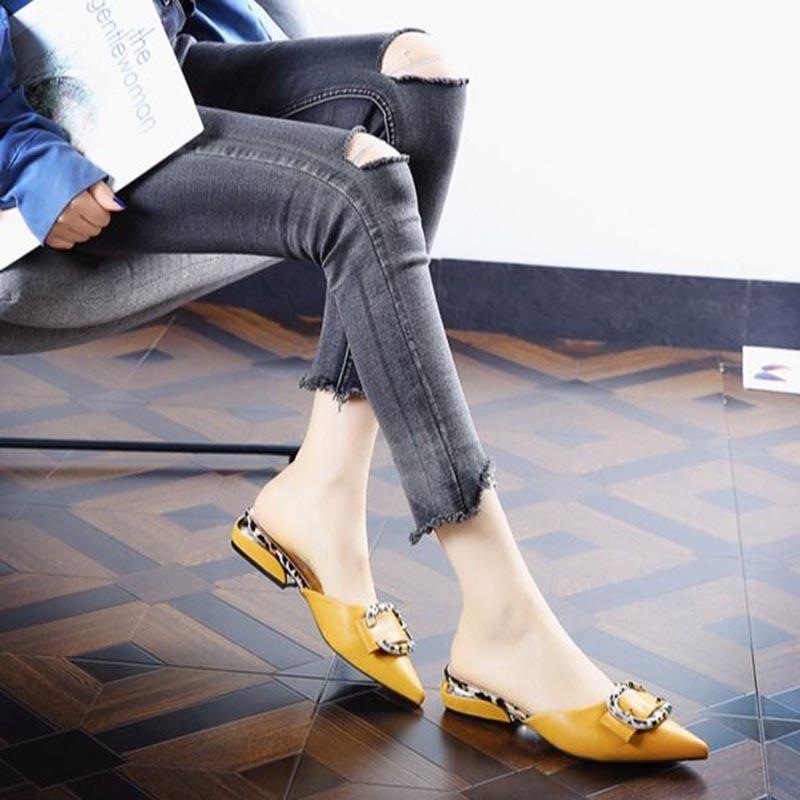 35-39 Summer Women All-match Shiny Slippers Outdoor Diamond High Heels Bohemian Beach Wear-resistant Non-slip Office Lady Pointed Sandals