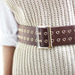 Belt double pin buckle double row ladies fashion pants belt clothing decoration