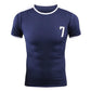 Summer Sport Shirt Retro T-shirt Breathable Casual Quick Dry Tees Half Sleeve High Elastic Fitness Football Top Men Clothing