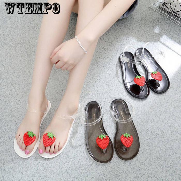 Strawberry Lemon Fruit Toe Beach Sandals Women's Shoes Transparent Bottom Fruit Shoes