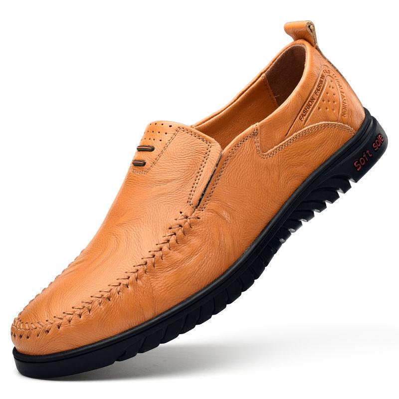 Peas shoes men's leather soft bottom driving shoes men's casual shoes Flat men's peas shoes